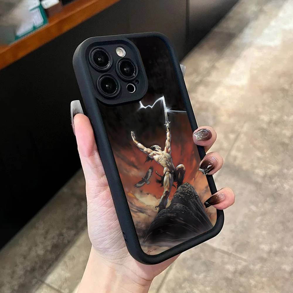 F-Frank F-Frazetta Art Phone Case For iPhone 17,16,15,14,13,12,11,Pro,Max,Plus,X,XS,SE4,E,Mini Black Thickened border Case