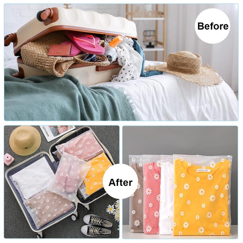 10 Pack Travel Storage Bags for Clothes, Clear Reusable Bags Plastic Ziplock Bags Luggage Organizer Pouch for Clothes Towels