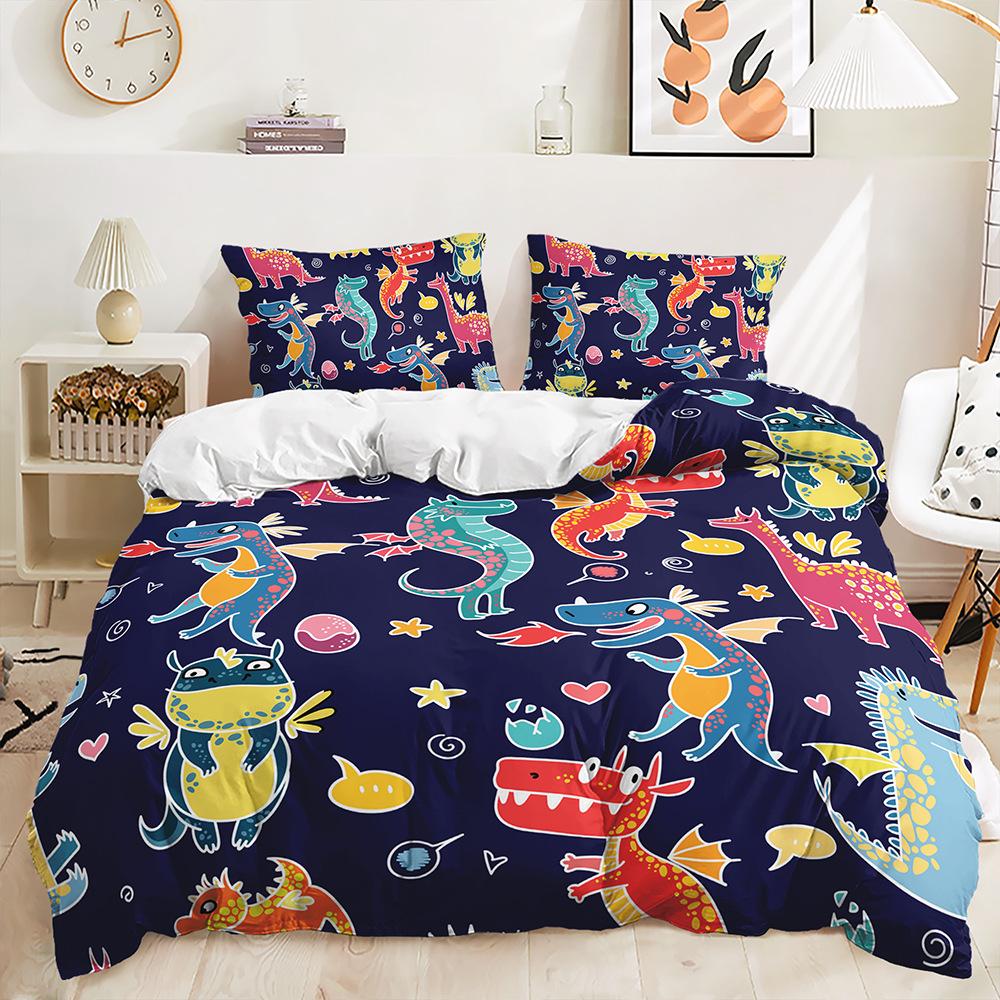 Комплект постельного белья с 3D динозавром, доисторические животные, для мальчиков, пододеяльник, двойной, EU135 * 200, полноразмерный, быстросохнущий, на молнии, для домашнего интерьера