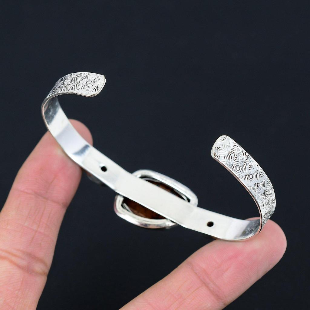 Daughters Day Sale 925 Sterling Silver Mahogany Obsidian Gemstone Garnet Bangle