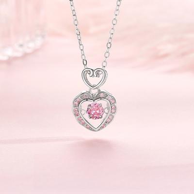 Умное ожерелье Love Smart для женщин, изысканный темперамент, универсальный, легкий, роскошный, розовый бриллиант, бьющееся сердце, цепочка на ключицу