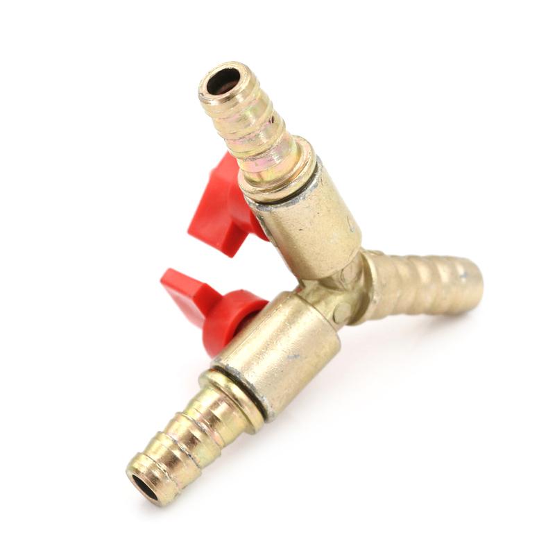 5/16" Brass Y 3-Way Shut off Ball Valve 8mm Fitting Hose Barb Fuel Gas Clamp Tee