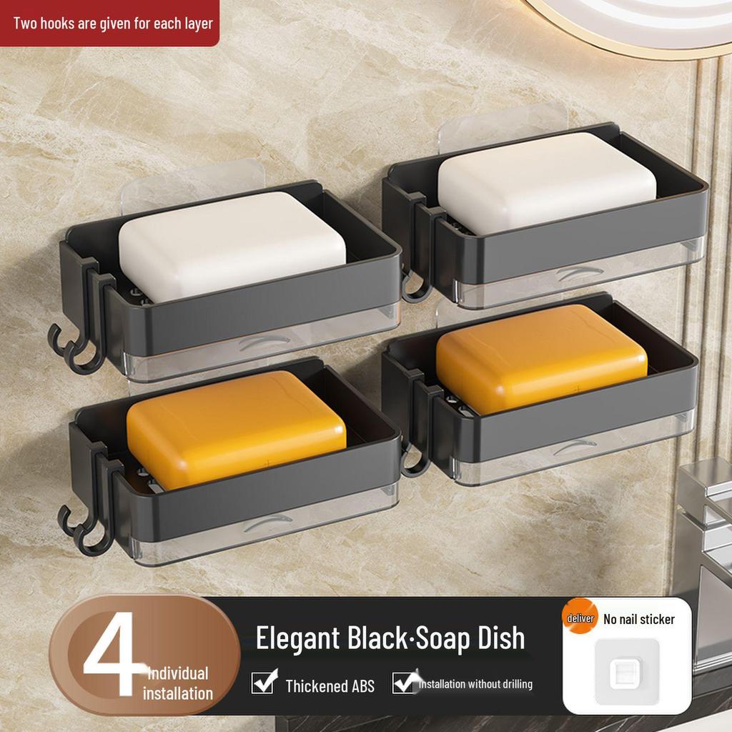 Wall-Mounted Double-Layer Soap Dish and Bathroom Rack - Punch-Free Drainable Design