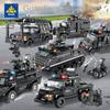 KAZI City Guardian Special Police Building Blocks Hummer Police Car Model Children's Educational Diy Assembled Toys