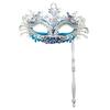 Fancy Party Masque Metal Masque with Handheld Stick Half Face Venetian Masque with Rhinestones for Women Men Prom Ball Mardi Gras Masquerade
