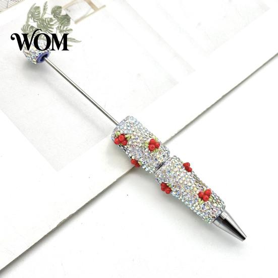 Diamond Beaded Pen DIY Glow-in-the-Dark Pen, Rhinestone Ballpoint Pens with Cartoon Charms, Cute Glitter Writing Character Design Tools for