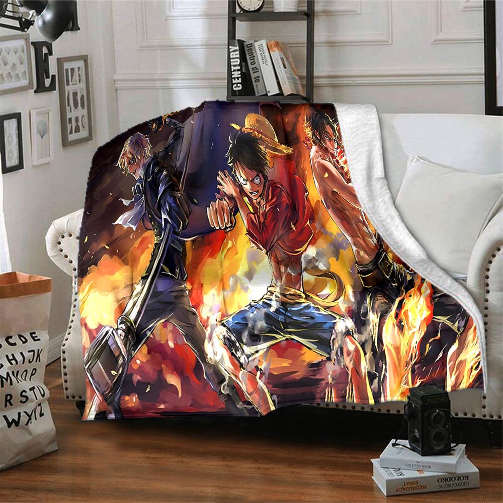 1pc One Piece Adventure flannel Blanket for Super Soft Cute Comfort Blanket for Travel Bedding Couch Sofa Blanket Y8253