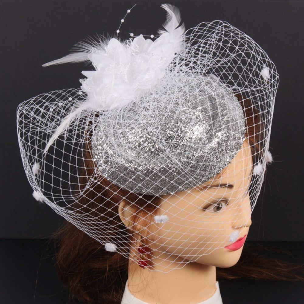 Floral Veil Formal Hat Polyester Flower Headpiece Elegant Headwear Dress Up