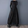 Plus Size Black Vintage High Waist Casual Loose Spring Autumn Wide Leg Pants Women Trousers