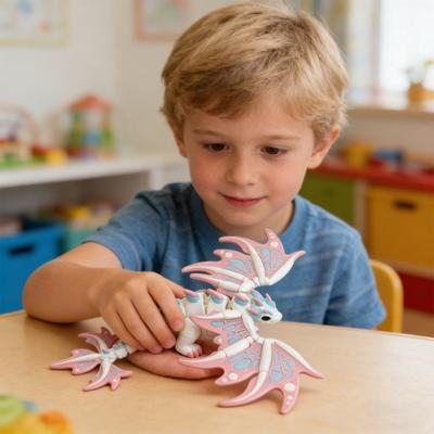 Напечатанная на 3D-принтере фигурка летающего дракона, крылатый дракон-фиджет с подвижными суставами, шарнирная драконья декорация, украшение