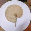 1/2Pcs Handmade Weaving Fan Chinese Style Natural Bamboo Raffia Hand Fan Woven Palm Leaf Summer Cooling Handheld Fan Wedding Party Decoration