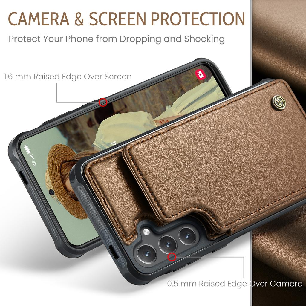 For Samsung Galaxy S25+ Case with RFID Blocking 5 Card Slots CASEME C22 Leather Back Cover