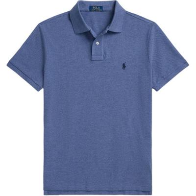 Polo однотонная рубашка поло с вышитым маленьким пони, облегающая, с коротким рукавом, мужские топы, винтажные, темно-синие MNPOKNI1N823159-400