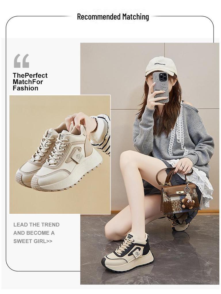 INS Корейские женские новые папины кроссовки - весна 2025 г. Кроссовки для бега и повседневной носки на толстой подошве с эффектом увеличения высоты (XFK833)