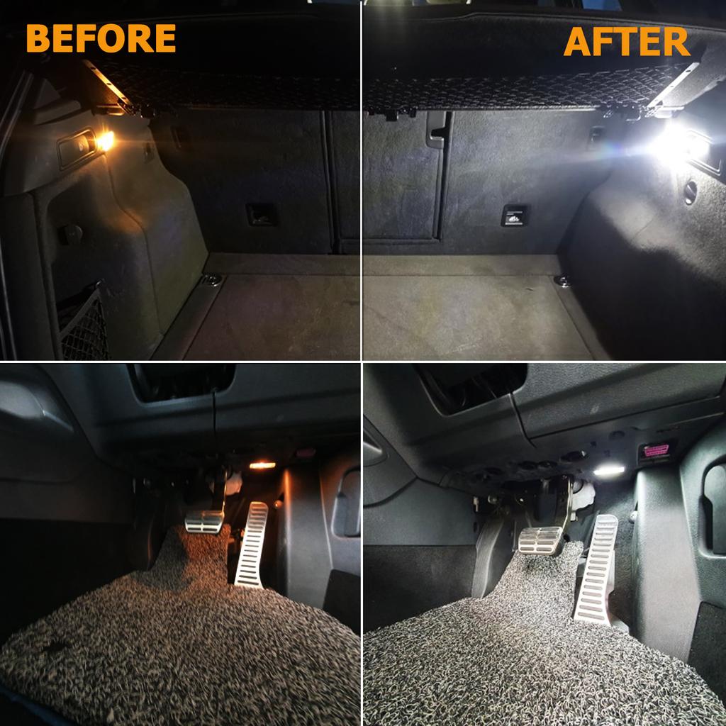 White 2x Footwell Light Courtesy Door Luggage Lamp For VW Jetta Golf Scirocco Eos Touareg Passat Skoda Sharan Polo Seat