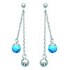 [J7103] - Silver Turquoise Silver Earrings 'Mineralia' - 44x7 Mm