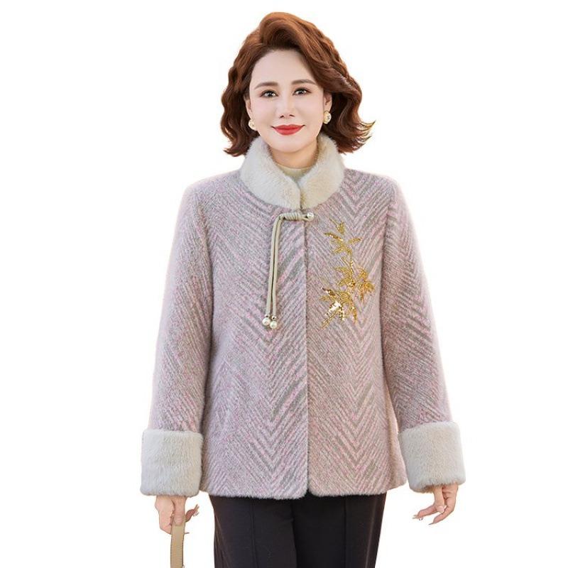 Зимняя норковая шуба для молодой мамы, благородная женская одежда, средней и пожилой возраст, бархатное утолщенное пальто для женщин