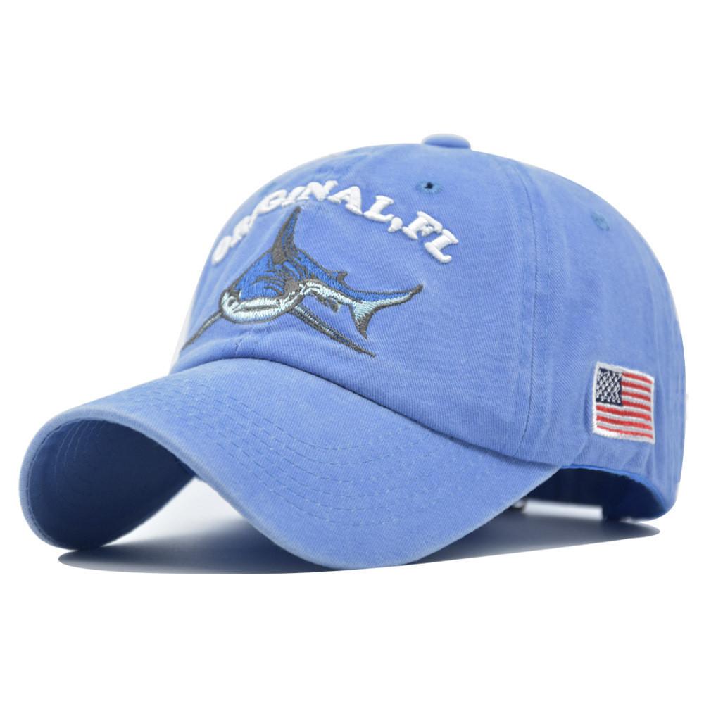 Shark Embroidered 3d Letter Baseball Cap Unisex Adjustable Cotton Casual Hat
