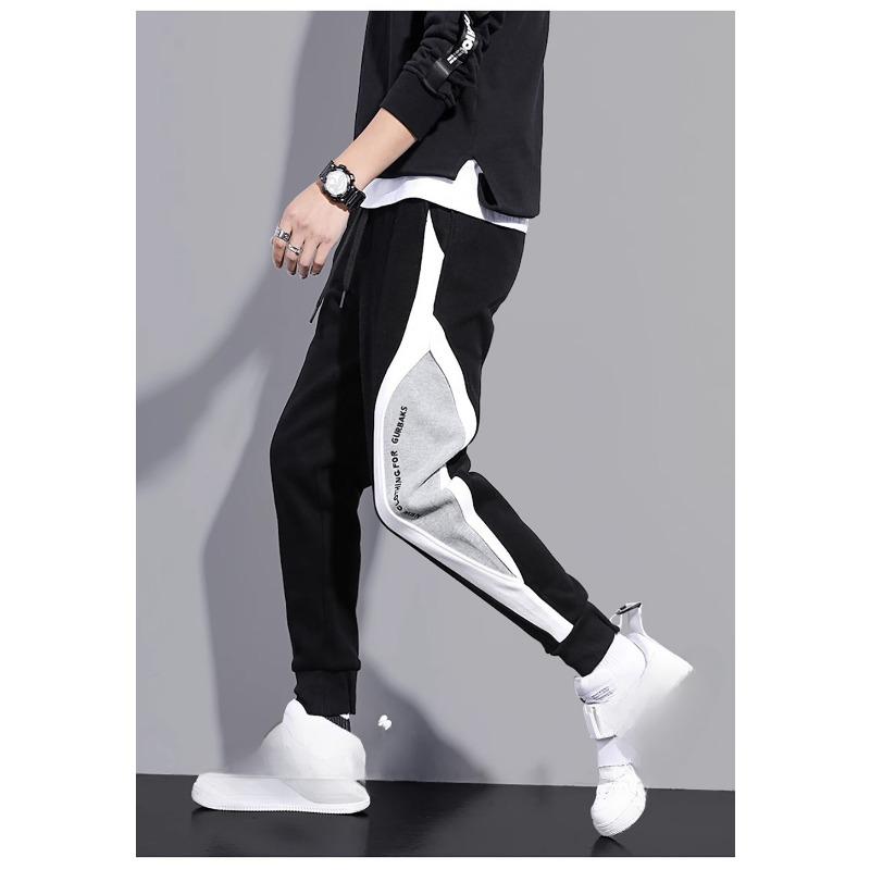 Men's Sports Pants Spring Autumn Male Loose Fitting Leggings Patchwork Running Training Casual Pants Fashion Outfit Trousers