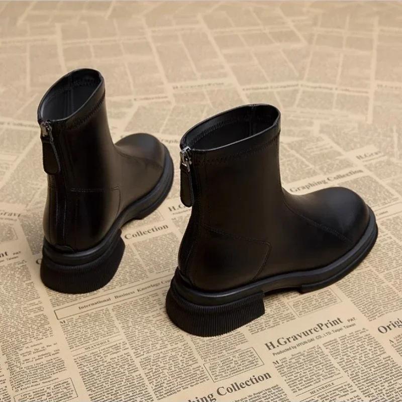 Новые осенне-зимние женские ботильоны на толстой подошве, модная обувь из мягкой кожи на толстом каблуке, женские короткие ботинки