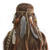 Hippie Indian Feather Shape Headband Boho Weave Feathers Hair Rope Headdress