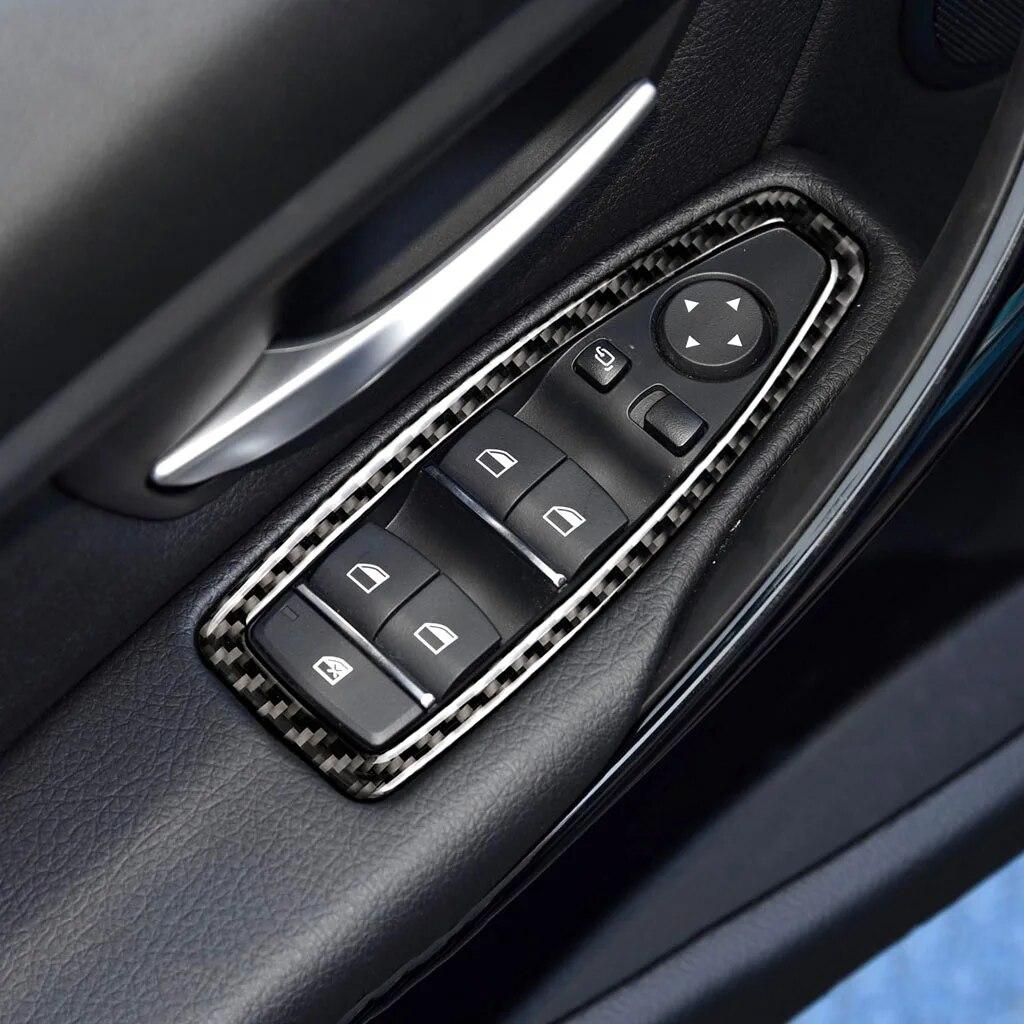 4pcs Carbon Car Window Switch Button Panel Decor Trim Sticker for BMW F20 F21 F30 F34 F20 1 2 3 Series GT Interior Accessories
