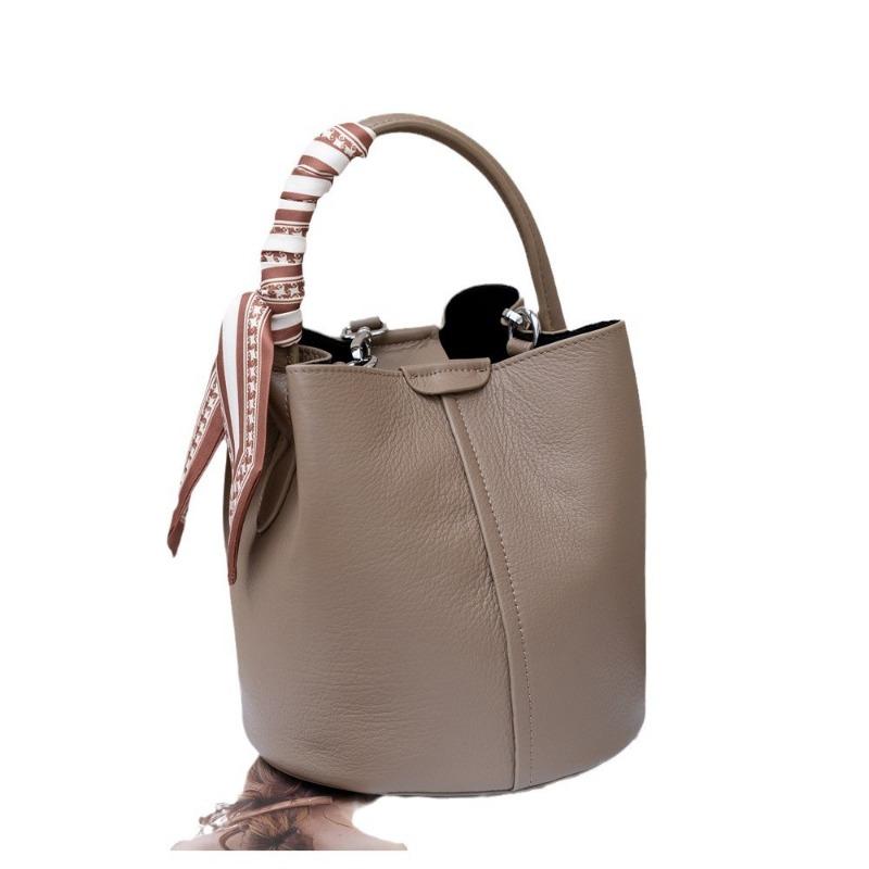 Сумка-ведро из натуральной кожи большой вместимости, корейская версия, простая женская сумка через плечо из коровьей кожи с ремешком через плечо