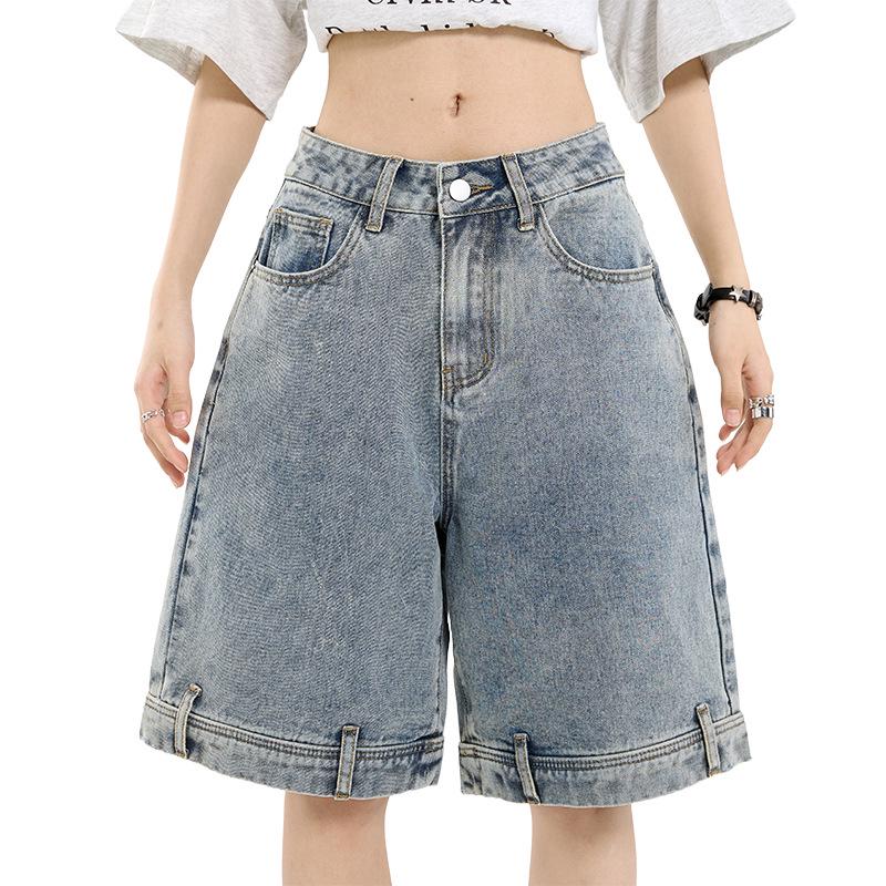 Women's American Retro Wide-Leg Denim Shorts - Summer 2025 Fashion Trend