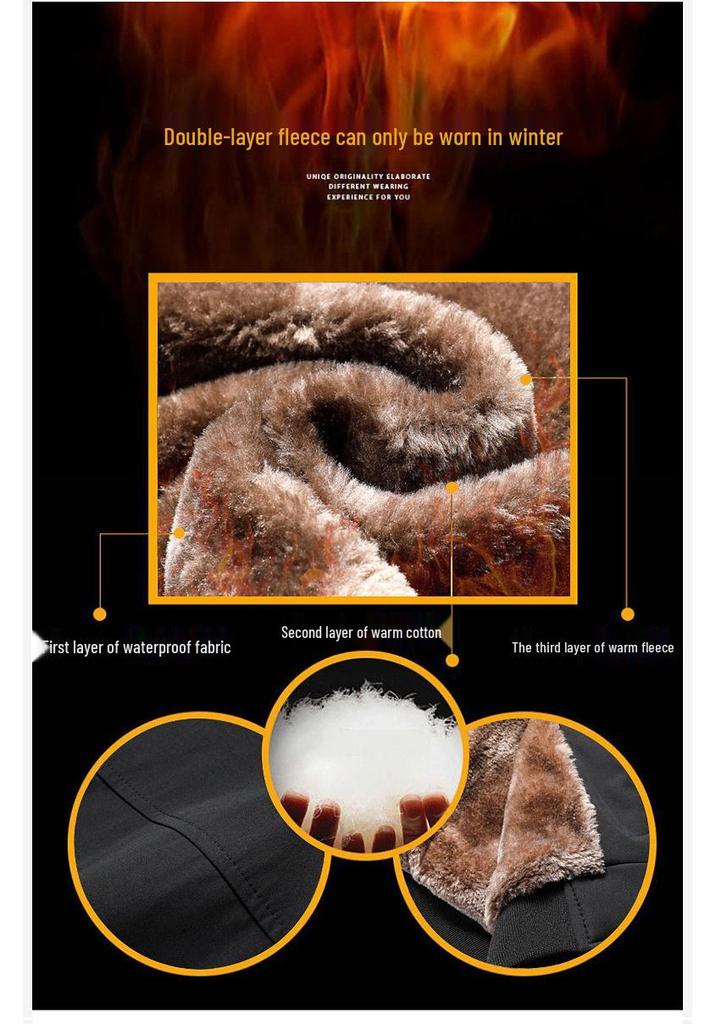Men's Stand Collar Winter Jacket - Dad's Style, Plus Size, Warm Cotton Velvet for Middle-Aged and Elderly.