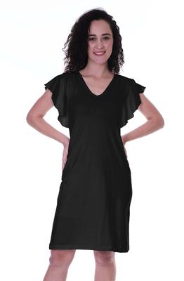 Летнее повседневное платье с V-образным вырезом, рукавами-воланами, футболкой длиной до колена