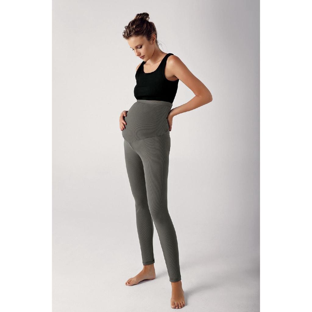 Гибкие колготки для беременных с регулируемой высокой талией в рубчик F03