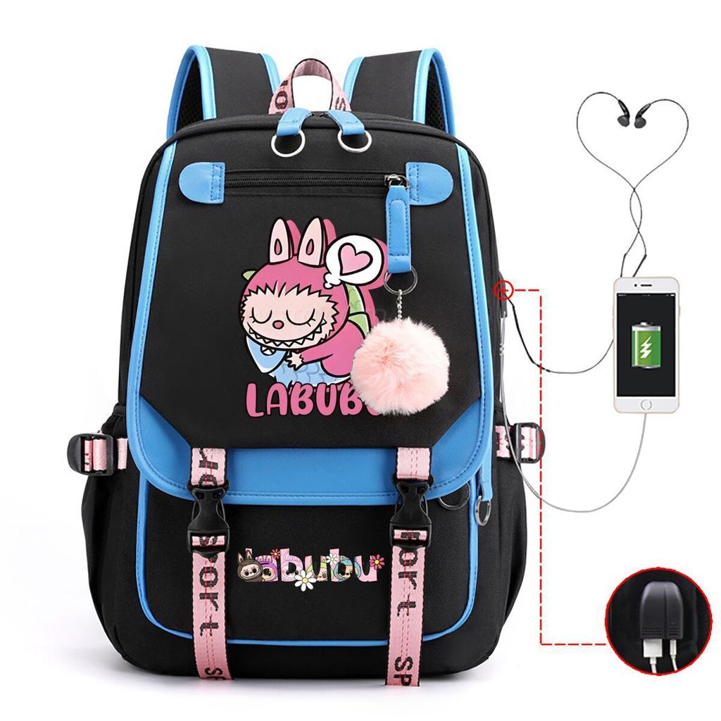 Милый рюкзак с мультяшным принтом LABUBU для учеников средней школы, вместительная школьная сумка в стиле инс