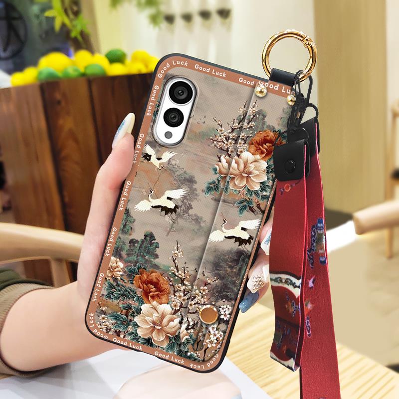 Shockproof Wristband Phone Case For FCNT/Fujitsu Arrows N F-51C Ring Chinese style Silicone Phone Holder Dirt-resistant