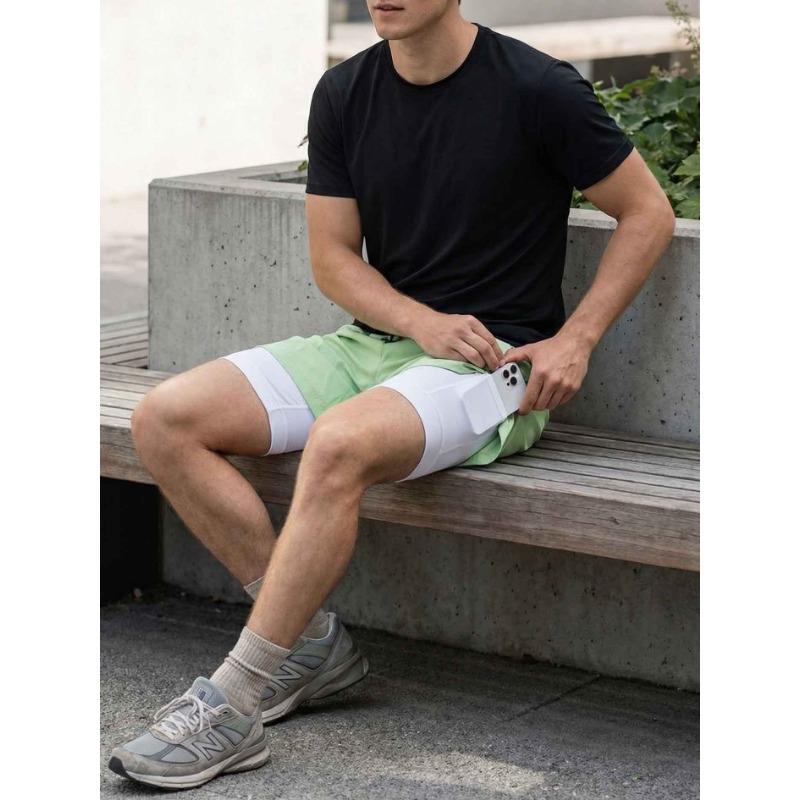 Men S Double Layer Casual Sports Beach Shorts