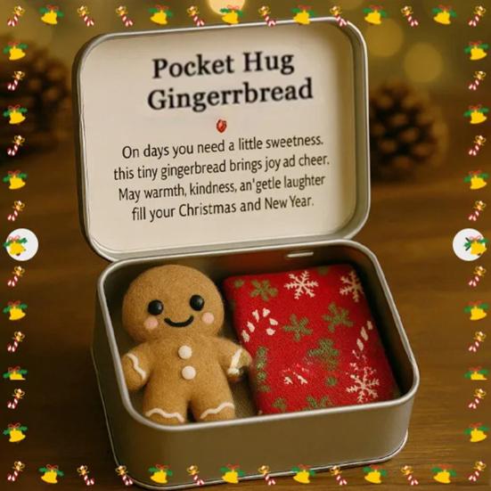 Christmas Pocket Hug Gift Handmade Felt Doll In A Box Little Pocket Hug with Gift Card Thoughtful Gift for Friends Family