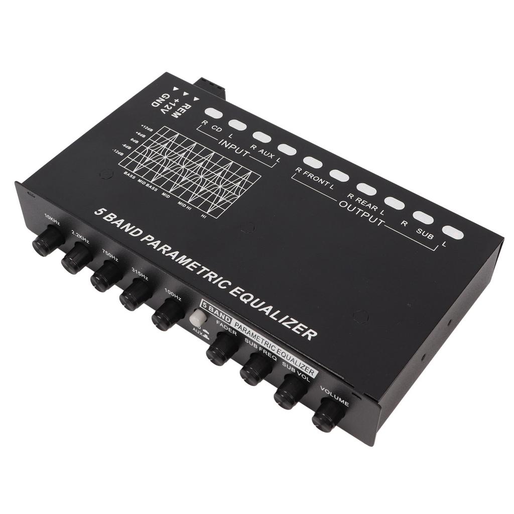 Автомобильный аудиоэквалайзер, регулируемый 5-полосный, точная настройка, настройка эквалайзера, кроссовер, усилитель, графический эквалайзер