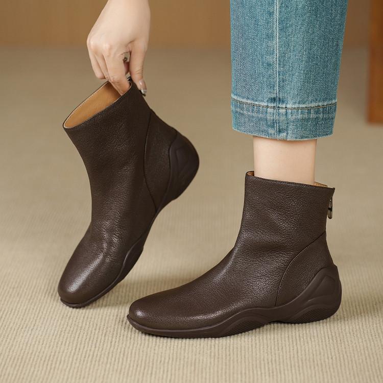 Мягкие кожаные ботильоны на танкетке 2025 осень и зима бархатные повседневные спортивные ботильоны с квадратным носком из коровьей кожи на мягкой подошве тонкие ботинки Мартин
