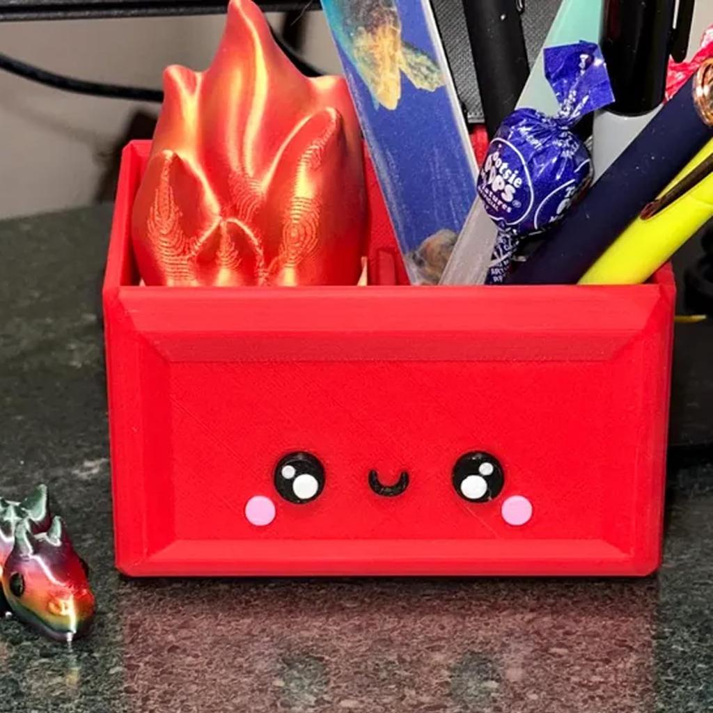 Напечатанная на 3D-принтере фигурка для стола «Пожарный контейнер», забавные аксессуары для стола «Пожарный контейнер», держатель для ручки «Пожарный контейнер», подарки для семьи, друзей, коллег