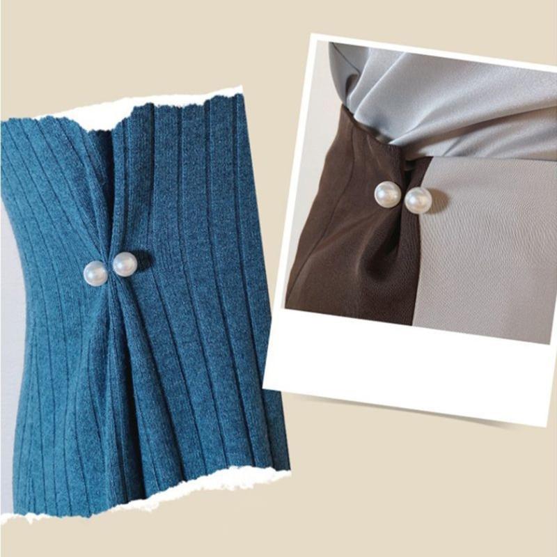 8Pcs Artificial Pearls Waist Button Tighteners Trousers Waistband Adjusters Clip for Dress Cardigan Shawl Safety Pin