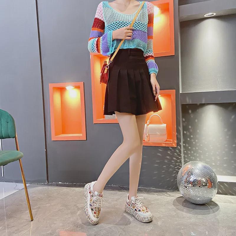 2023 Весна/Лето Корейский Стиль Красочные Золотые Бриллианты Модные Туфли Женщин - Знаменитый Тренд, Универсальный