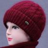 Autumn and Winter Middle Aged and Elderly Women's Hats and Scarves for Mothers In Winter Plus Velvet Warm Woolen Hats Fashionable Knitted Hats