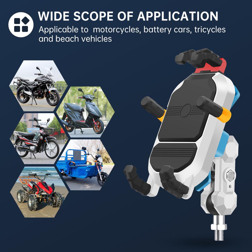 Motorcycle Phone Mount Holder Waterproof Motorcycle Cell Phone Holder Anti-theft 360° Rotation M10
