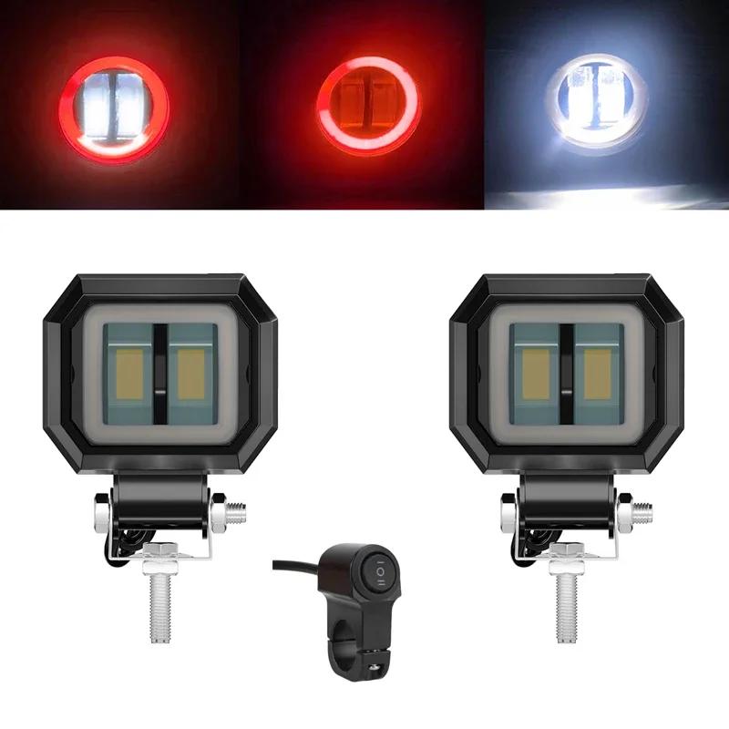 Motorcycle Headlights Round Angel Eye Additional Motorcycle Led Lights Spotlights Auxiliary Fog Lights Motorcycle Accessories