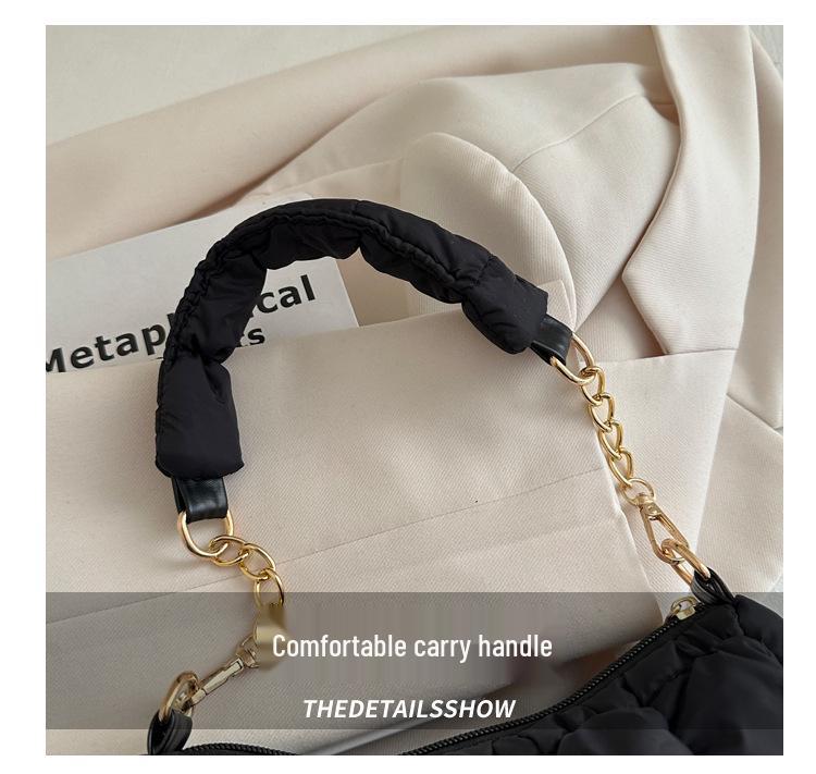 2024 Плиссированная сумка-облако с пузырями на плечо - Трендовый корейский дизайн подмышечной сумки из пухового хлопка