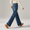 Woolen Thick High Waist Wide Leg Jeans for Women