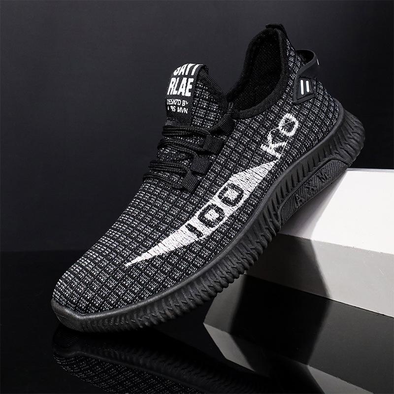 Новая корейская версия повседневной спортивной обуви спортивные кроссовки из летучего трикотажа удобные и нескользящие повседневные мужские кроссовки модные универсальные мужские кроссовки