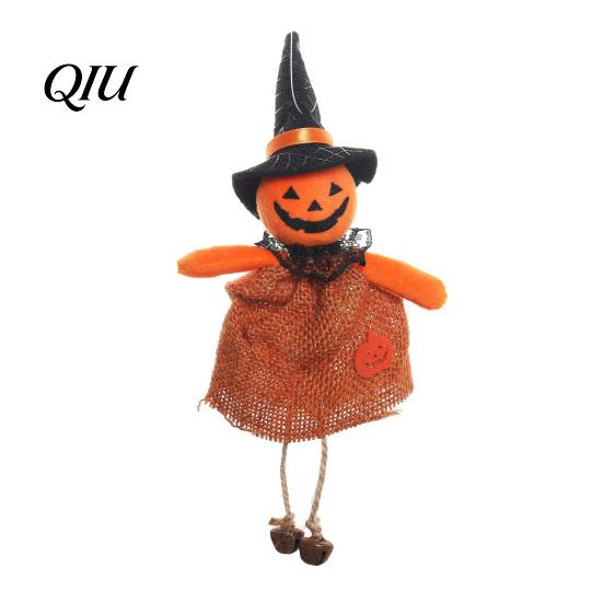 Witch Doll for Party Halloween Hanging Decoration, Spooky Pumpkin/Ghost/Witch/Black Cat Ornament with Decoration Burlap Skirt Haunted House,