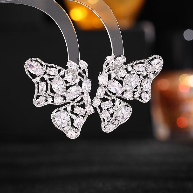 Красочные серьги-капли с кубическим цирконием и бабочкой для женщин, милые эффектные брендовые ювелирные изделия, роскошные висячие серьги для свадебной вечеринки