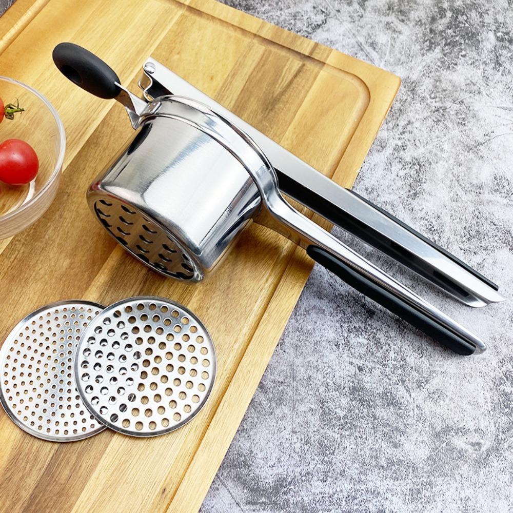 Картофелемялка из нержавеющей стали, ручной пресс, ручная картофеледавилка, силиконовая ручка, 3 сменных диска