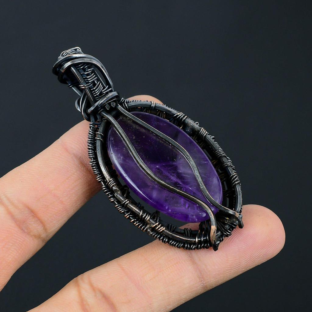 Amazing Tree Of Life Amethyst Gemstone Handmade Pure Copper Wire Wrap Jewelry Pendant